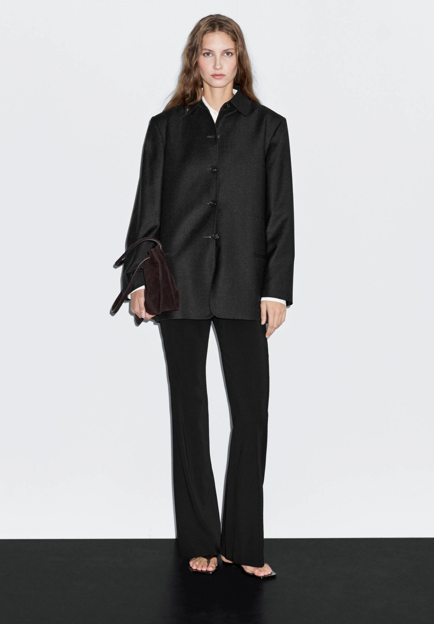 Massimo Dutti CONTRAST COLLAR - Short Coat - Dark Grey 6 Massimo Dutti CONTRAST COLLAR - Short Coat - Dark Grey - Image 4