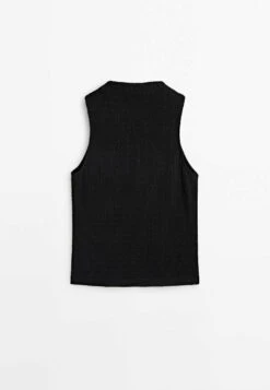 Massimo Dutti Textured Mock Turtleneck - Top - Black -Massimo Dutti Shop b79479d8f2f9416a8b6aed85a0166fe2