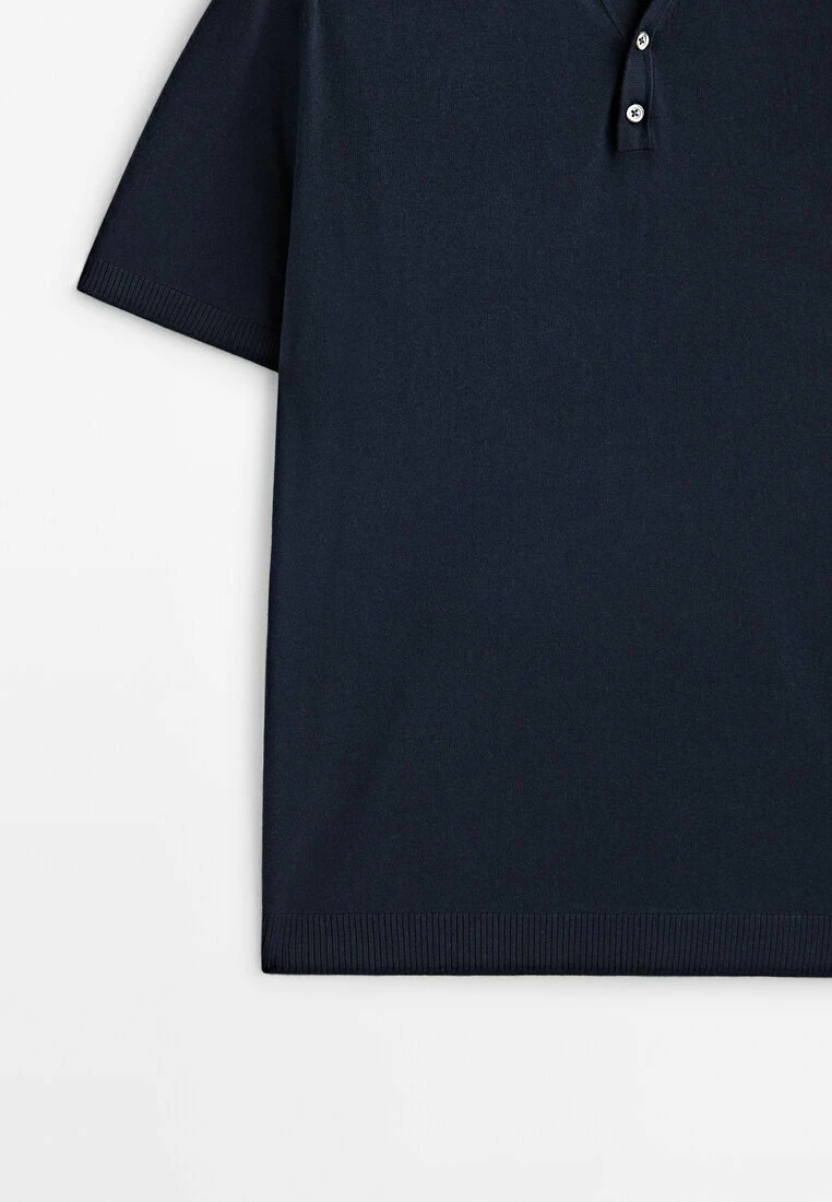 Massimo Dutti With V-Neck And Buttons - Polo Shirt - Blue 10 Massimo Dutti With V-Neck And Buttons - Polo Shirt - Blue - Image 8