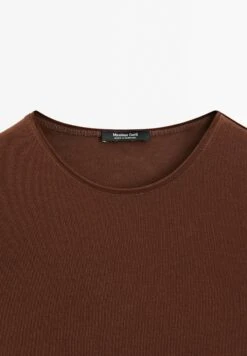 Massimo Dutti FLOWING SHORT SLEEVE WITH CREW NECK - Basic T-shirt - Brown -Massimo Dutti Shop b80b7d140bb547fabdd4f9d5941f4095