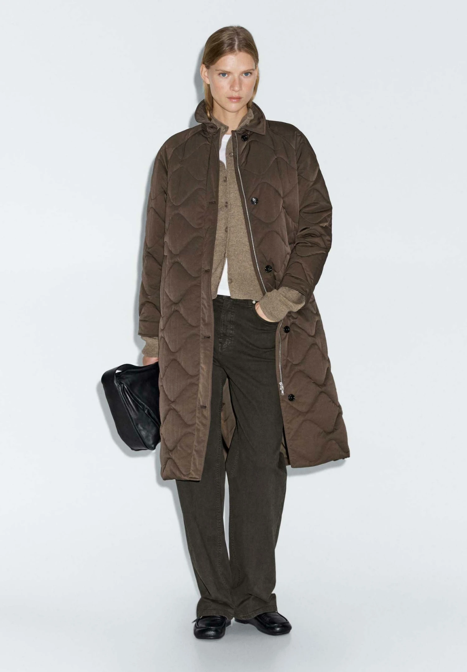 Massimo Dutti LONG WATER-REPELLENT PUFFER - Winter Coat - Khaki 3 Massimo Dutti LONG WATER-REPELLENT PUFFER - Winter Coat - Khaki