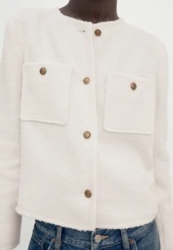 Massimo Dutti Textured Cropped With Golden Buttons - Summer Jacket - Beige -Massimo Dutti Shop b82a4393a5234ac09c227691201338e3