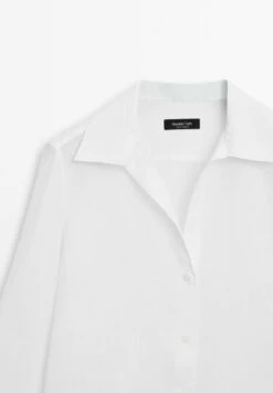 Massimo Dutti OPEN COLLAR LONG SLEEVE - Button-down Blouse - White -Massimo Dutti Shop b86fb4711a0c4ecabb7fab825cfbfa17