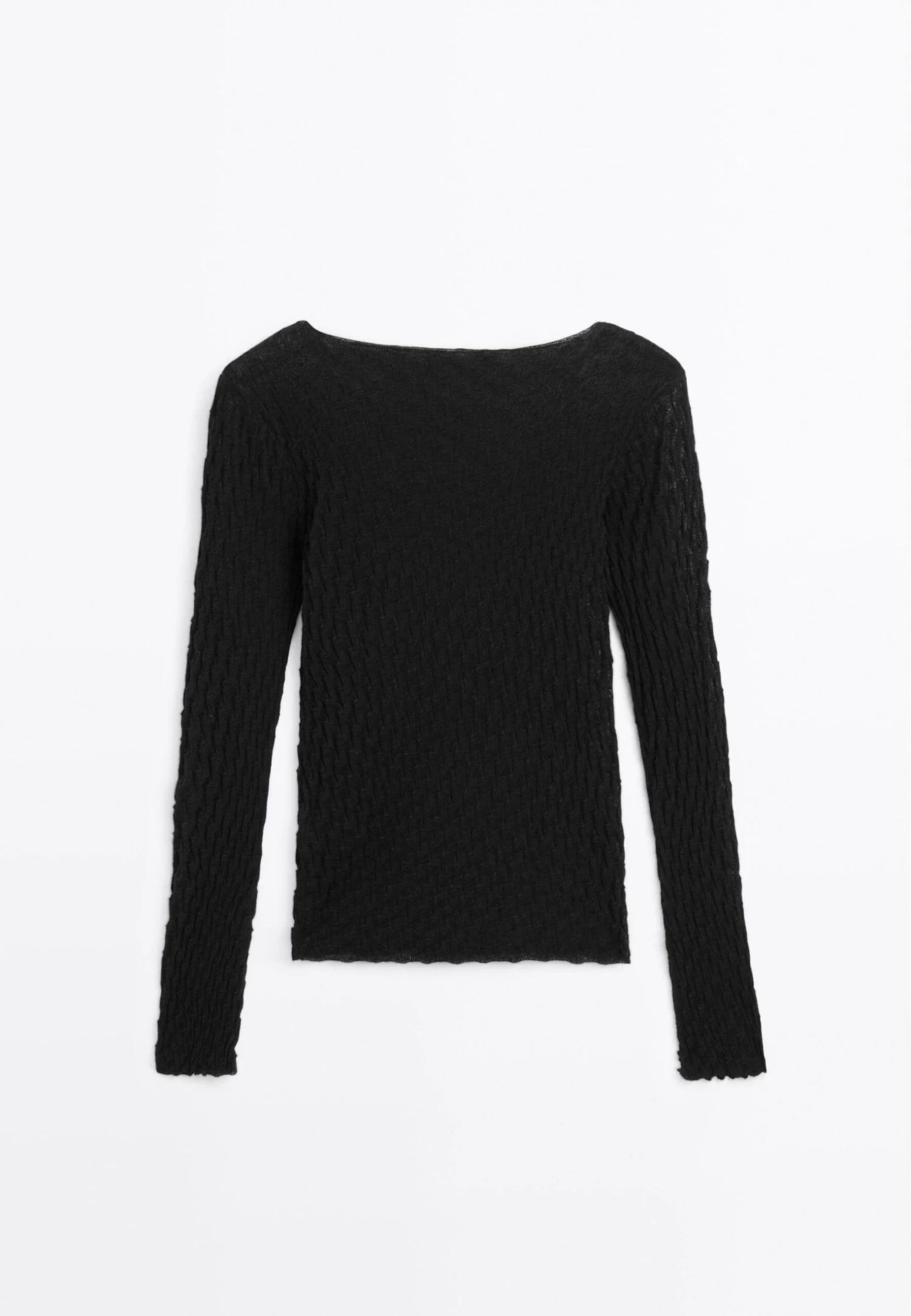 Massimo Dutti CREW NECK LONG SLEEVE TEXTURED - Long Sleeved Top - Black 9 Massimo Dutti CREW NECK LONG SLEEVE TEXTURED - Long Sleeved Top - Black - Image 7