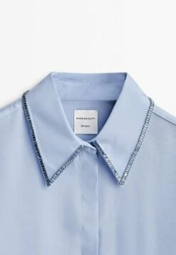 Massimo Dutti Studio Flowing With Rhinestone Detail 09407954 - Button-Down Blouse - Light Blue -Massimo Dutti Shop b90ea549da2041688c1a0d9bbba63ba9