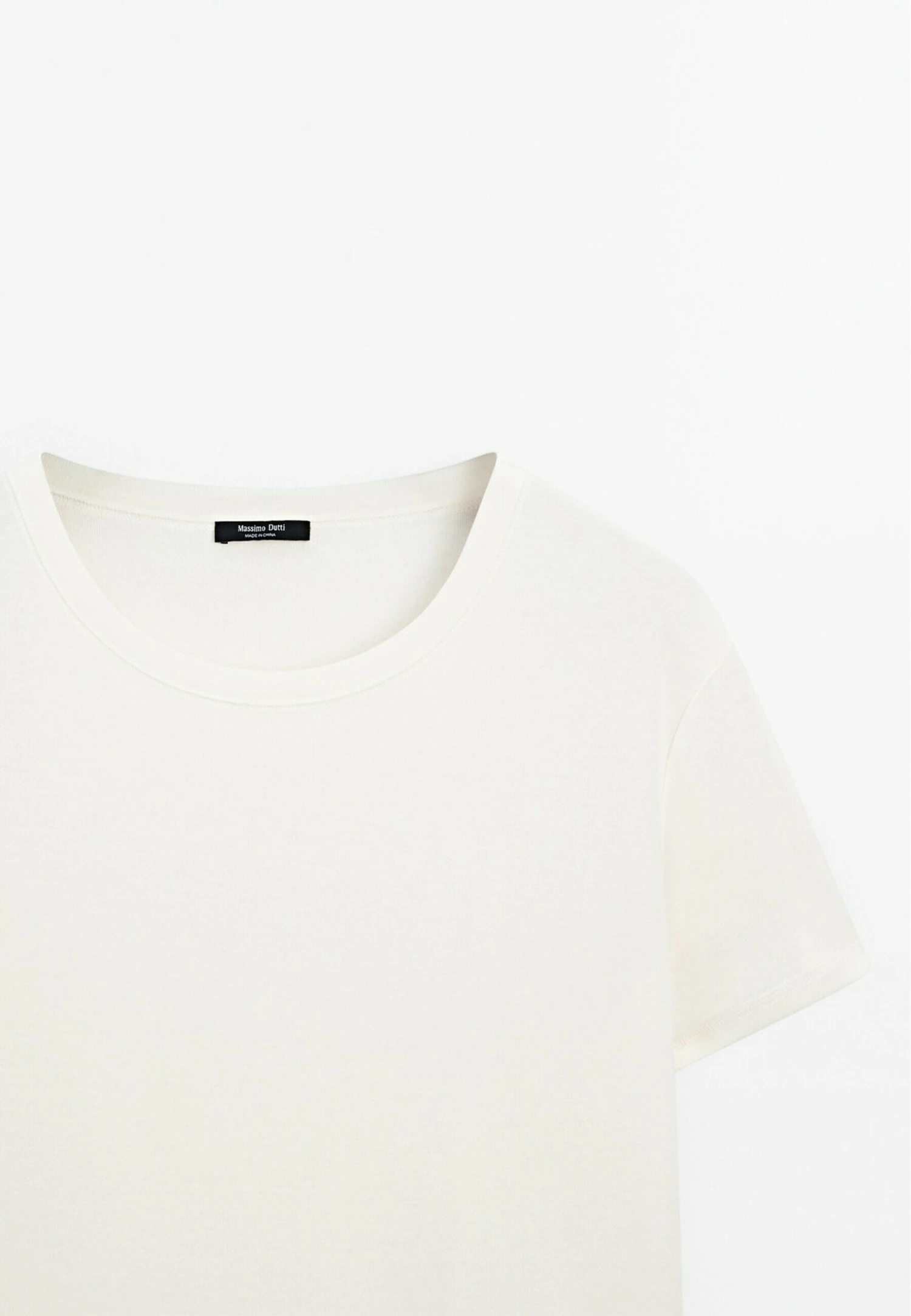 Massimo Dutti REGULAR FIT WITH COLLAR DETAIL - Basic T-shirt - Beige 10 Massimo Dutti REGULAR FIT WITH COLLAR DETAIL - Basic T-shirt - Beige - Image 8