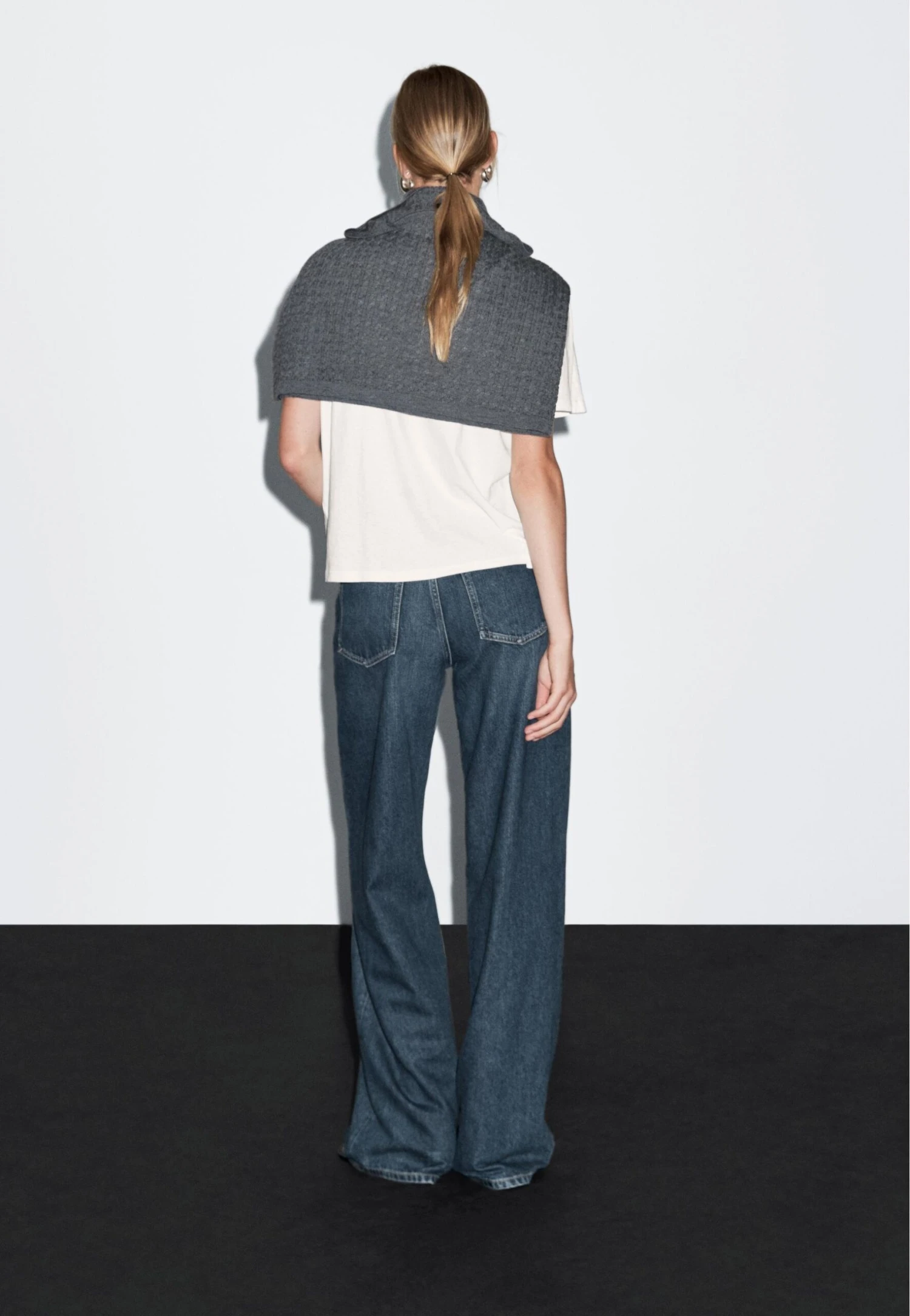 Massimo Dutti HIGH-WAIST WIDE-LEG WITH POCKETS - Wide Leg - Blue 8 Massimo Dutti HIGH-WAIST WIDE-LEG WITH POCKETS - Wide Leg - Blue - Image 6