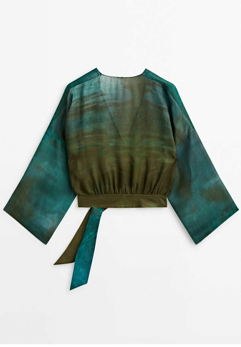 Massimo Dutti Ombré Printed Crossover - Blouse - Evergreen 5 Massimo Dutti Ombré Printed Crossover - Blouse - Evergreen - Image 3
