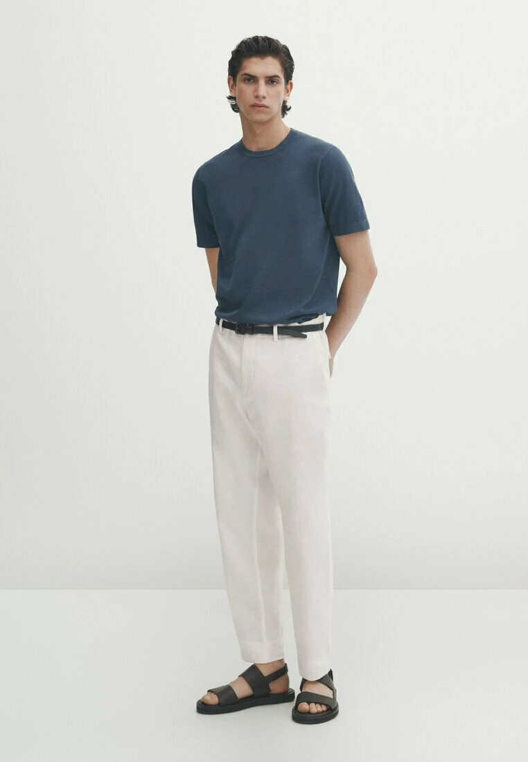 Massimo Dutti Short Sleeve - Basic T-Shirt - Mottled Dark Blue 4 Massimo Dutti Short Sleeve - Basic T-Shirt - Mottled Dark Blue - Image 2