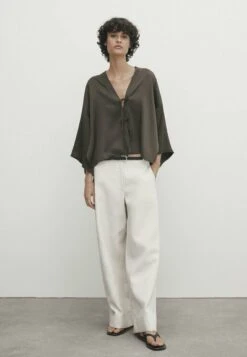 Massimo Dutti With Ties - Blouse - Mottled Brown -Massimo Dutti Shop b98da7cb06cd44d2b0dc9a2671b01366