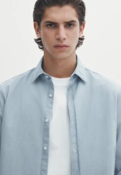Massimo Dutti Bleach Wash- Shirt - Blue -Massimo Dutti Shop b9d92635c43d4df89fbbeac104c4d54e