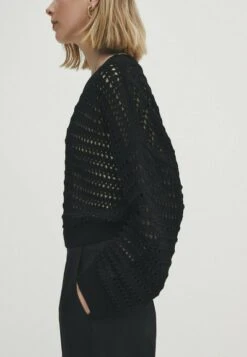 Massimo Dutti Crew Neck Open - Jumper - Black -Massimo Dutti Shop b9e2867928bf4b4d992bf0548b52e2c6