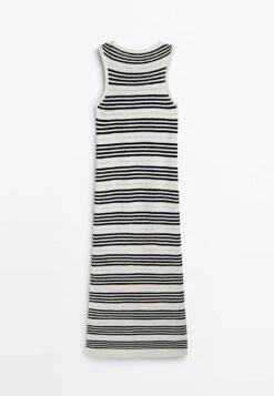 Massimo Dutti Striped Sleeveless Textured - Jumper Dress - Beige -Massimo Dutti Shop ba048099cbb648b7898997297151223f