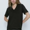 Massimo Dutti Basic T-Shirt - Black