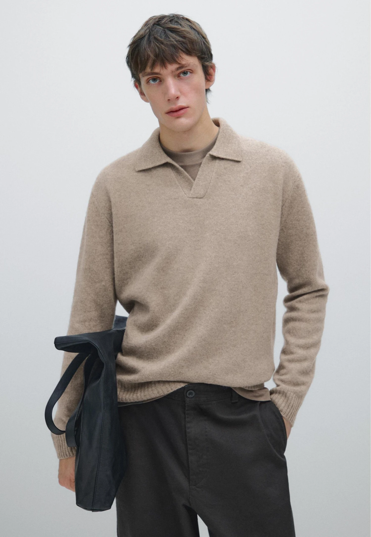 Massimo Dutti V-NECK - Long Sleeved Top - Beige 3 Massimo Dutti V-NECK - Long Sleeved Top - Beige