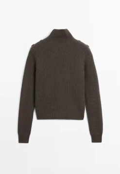 Massimo Dutti KNIT HIGH NECK SWEATER WITH SHOULDER DETAIL - Jumper - Dark Brown -Massimo Dutti Shop ba4bd3a0435747269f68855347244ec8