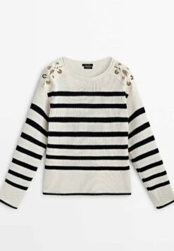 Massimo Dutti Striped With Interwoven Shoulders - Jumper - Beige -Massimo Dutti Shop ba7c27569ef14a9fbf0a1355c82c4c6b