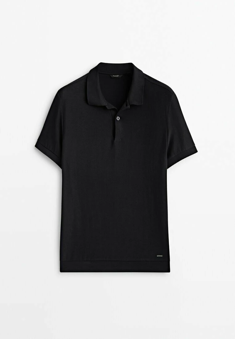Massimo Dutti Textured Short Sleeve - Polo Shirt - Black 13 Massimo Dutti Textured Short Sleeve - Polo Shirt - Black - Image 11
