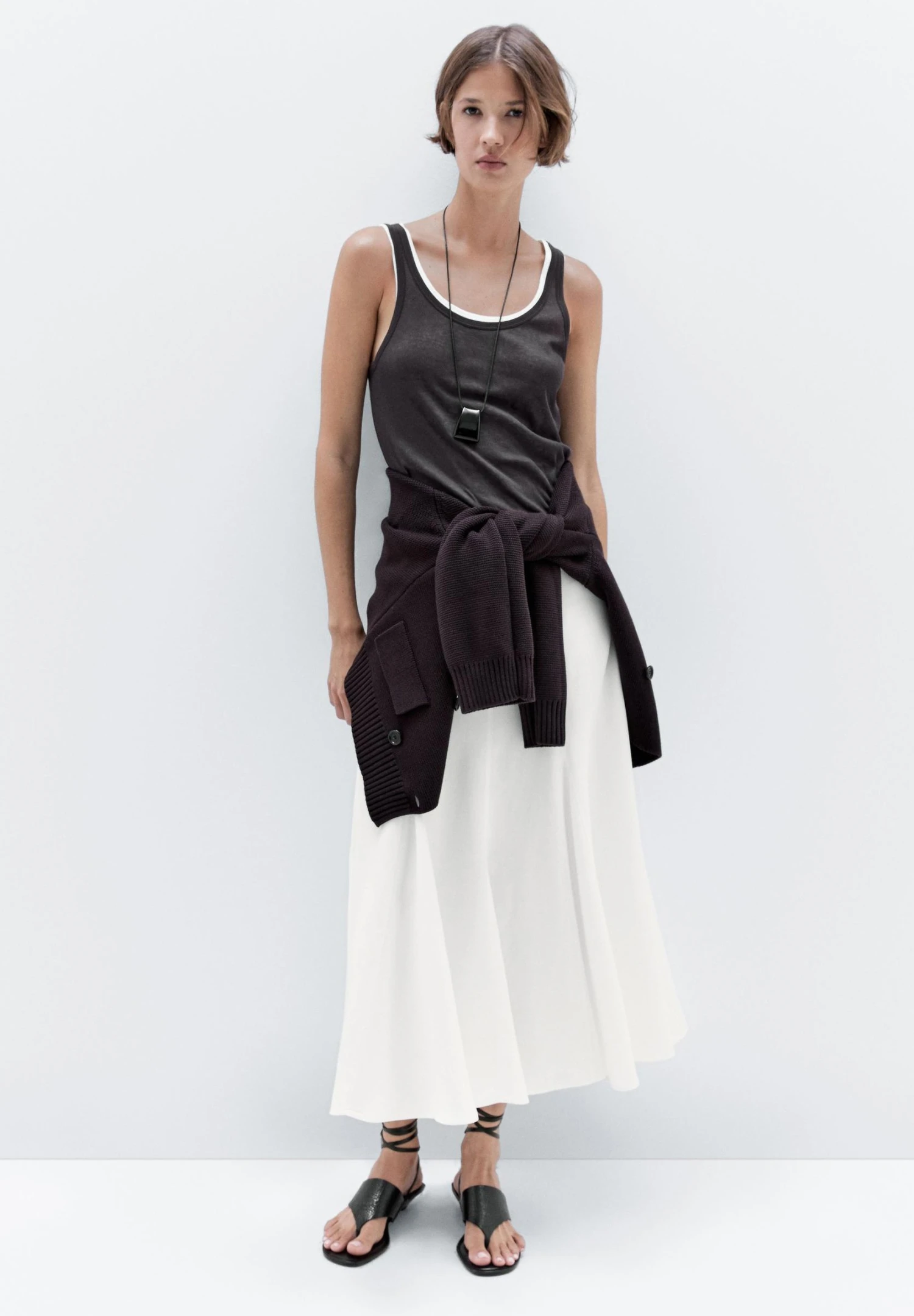 Massimo Dutti GODET MIDI WITH SEAM DETAILS - A-line Skirt - White 4 Massimo Dutti GODET MIDI WITH SEAM DETAILS - A-line Skirt - White - Image 2