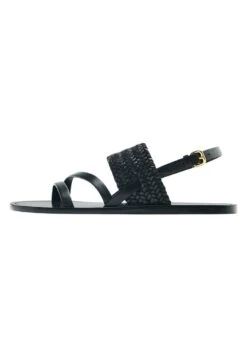 Massimo Dutti Vamp Plaited - Sandals - Black