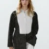 Massimo Dutti STRIPED CHEST GARMENT - Button-down Blouse - Black -Massimo Dutti Shop bb644c6445ec442993603c3daba067e7