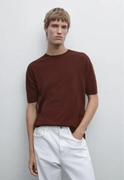 Massimo Dutti LIGHTWEIGHT CREW NECK WITH SHORT SLEEVE - Basic T-shirt - Bordeaux