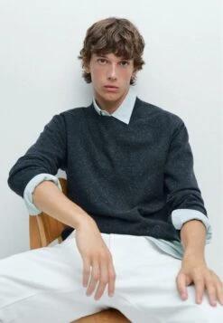 Massimo Dutti ROUND NECK WITH CONTRAST DETAIL - Jumper - Dark Brown -Massimo Dutti Shop bb9aa380398e4875ab3122c989aa48f7