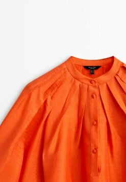 Massimo Dutti With Puff Sleeves- Shirt Dress - Orange -Massimo Dutti Shop bb9c1f88d7104960b6ca6bf6813c3ad4