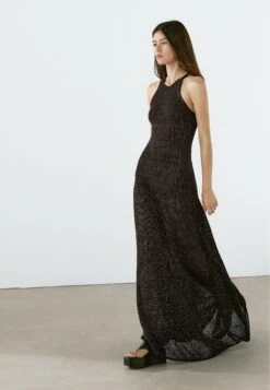 Massimo Dutti FLARED LONG WITH V-NECK - Maxi Dress - Dark Brown -Massimo Dutti Shop bbb61b89272843b4b55302c2e78d52ed