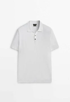Massimo Dutti With V-Neck And Buttons - Polo Shirt - White -Massimo Dutti Shop bbf7ad4998af4648a304f3b3810aabe3
