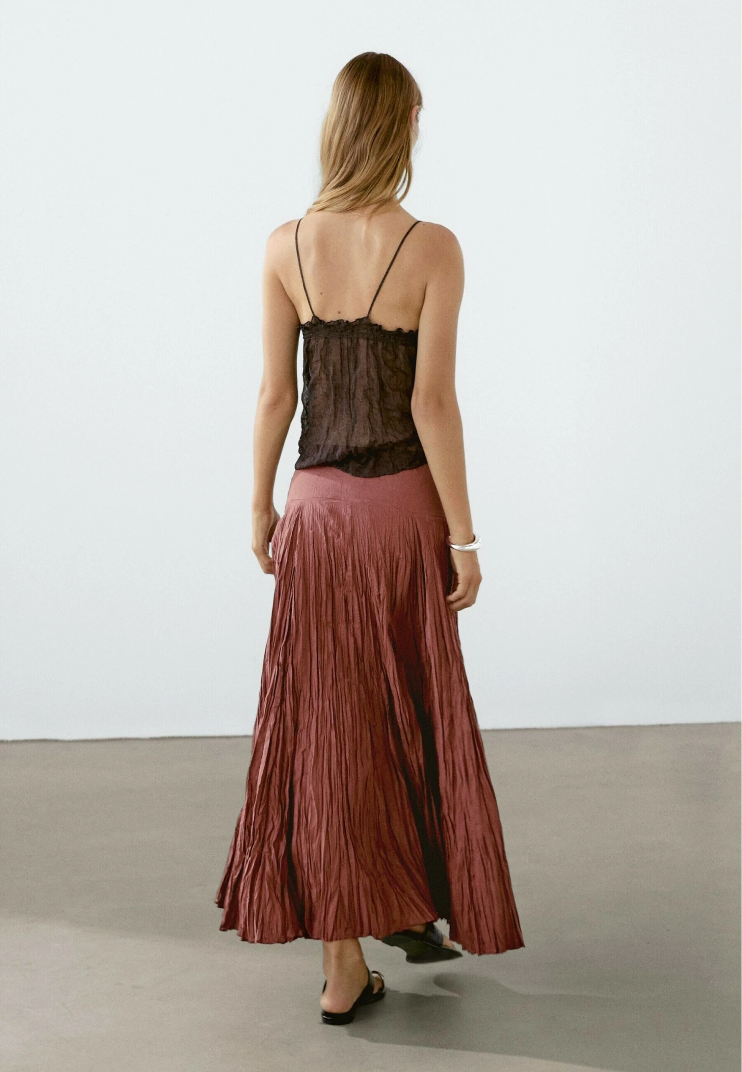 Massimo Dutti LONG PLEATED - Pleated Skirt - Dark Red 6 Massimo Dutti LONG PLEATED - Pleated Skirt - Dark Red - Image 4