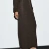 Massimo Dutti LONG RIBBED KNIT - Maxi Skirt - Brown -Massimo Dutti Shop bc3907acc1d1439c9816cf44a5f65bd2