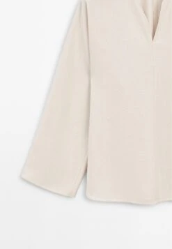Massimo Dutti FLOWING V-NECK LONG SLEEVE - Blouse - Mottled Beige -Massimo Dutti Shop bc453c4b21994872aadf7dde9473f334