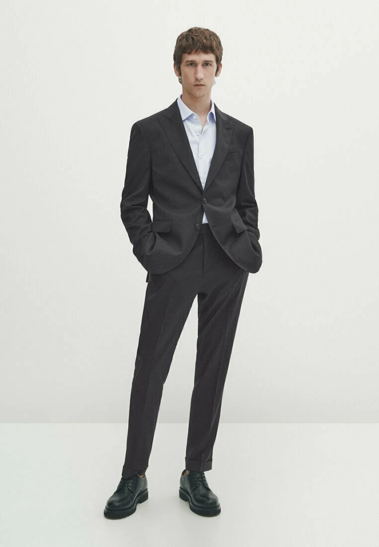 Massimo Dutti Plain Blend- Suit Trousers - Dark Grey 4 Massimo Dutti Plain Blend- Suit Trousers - Dark Grey - Image 2