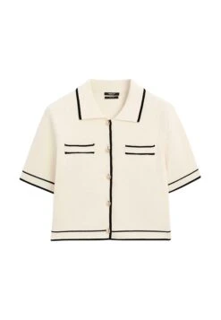 Massimo Dutti SHORT SLEEVE WITH BUTTONS - Cardigan - Beige -Massimo Dutti Shop bc611b92104344859a199e8cc10c308f