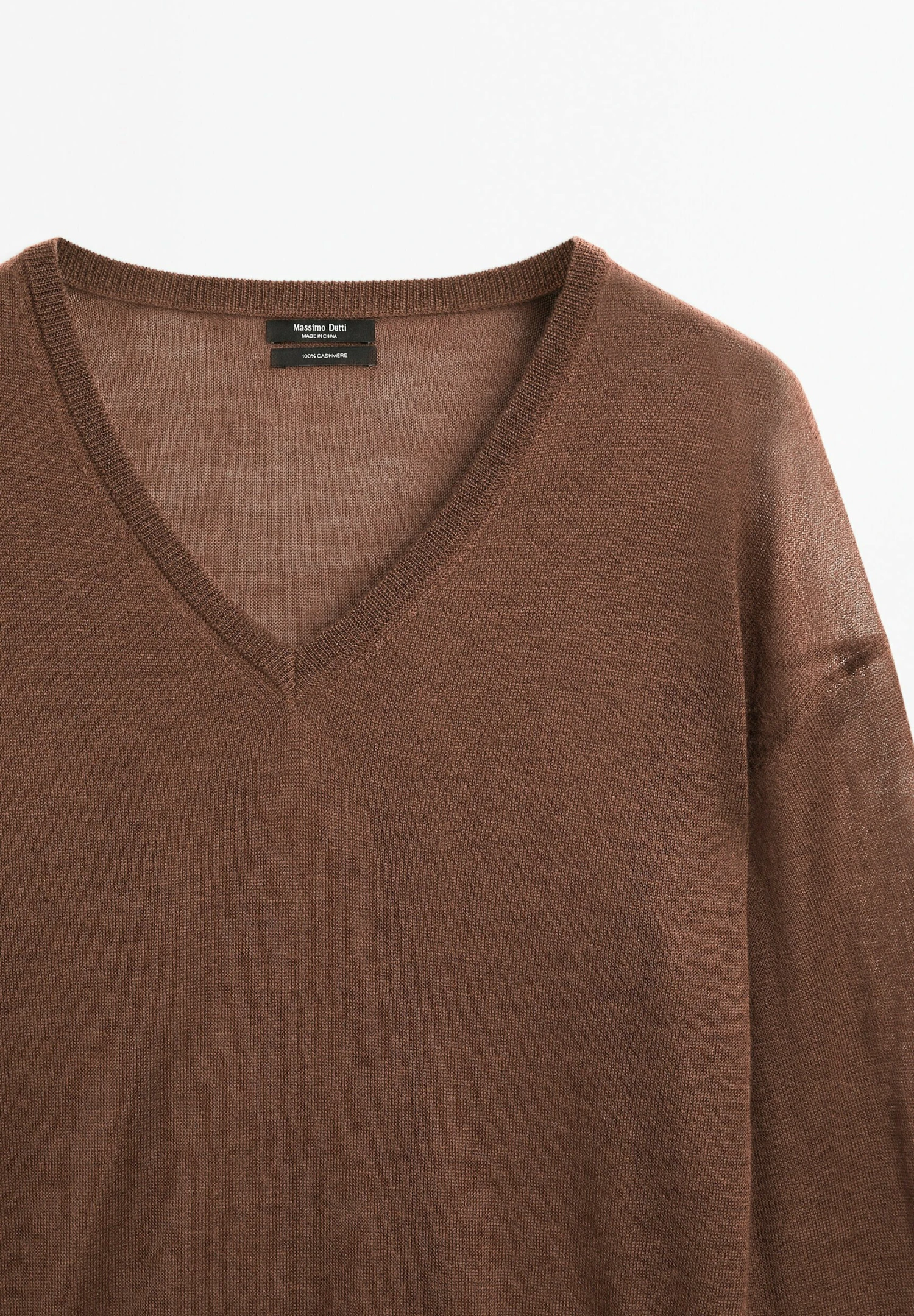 Massimo Dutti FINE SEMI-SHEER WITH V-NECK - Jumper - Brown 9 Massimo Dutti FINE SEMI-SHEER WITH V-NECK - Jumper - Brown - Image 7
