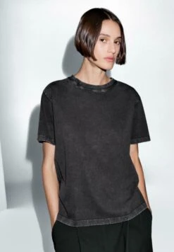 Massimo Dutti Basic T-shirt - Mottled Light Grey