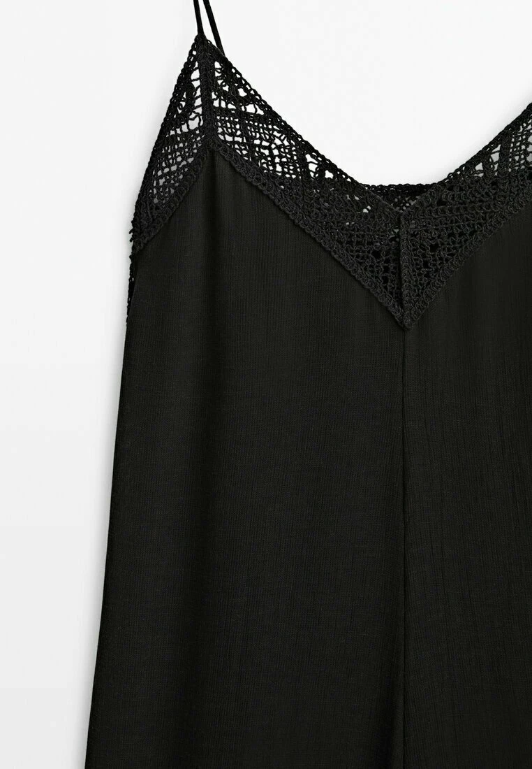 Massimo Dutti Slip With Crochet Detail - Maxi Dress - Black 12 Massimo Dutti Slip With Crochet Detail - Maxi Dress - Black - Image 10