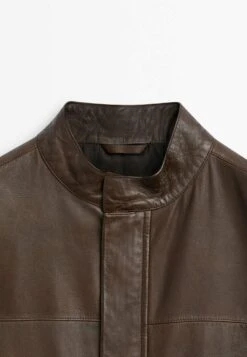 Massimo Dutti Leather Jacket - Brown -Massimo Dutti Shop bcada9df22b74234a46694f32eeea075
