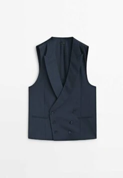 Massimo Dutti Pinstripes Super - Suit Waistcoat - Blue/Black Denim -Massimo Dutti Shop bd19126c75c64c9d9307f95514d52771