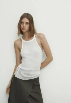 Massimo Dutti Open Halter - Top - Stone