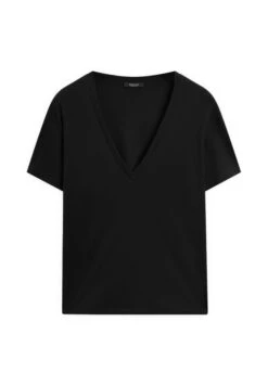 Massimo Dutti FLOWING V-NECK WITH SHORT SLEEVES - Basic T-shirt - Dark Brown -Massimo Dutti Shop bd90be934f3c459a9c3f0f8b6c1025a6