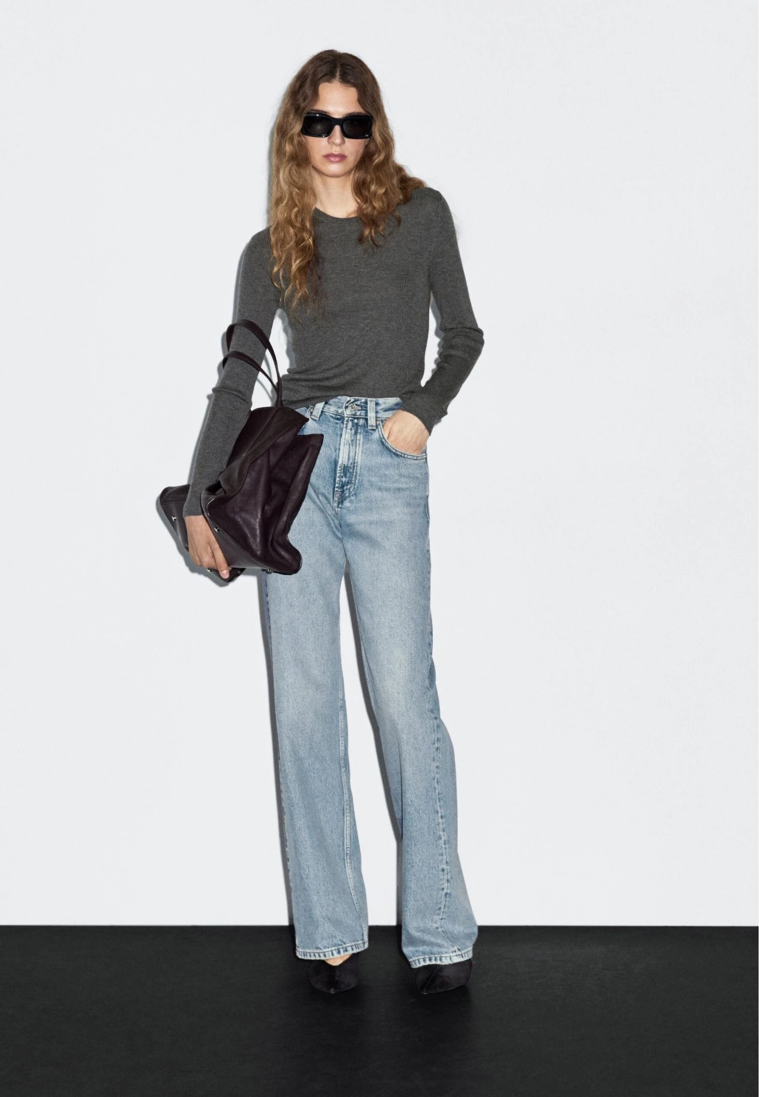 Massimo Dutti RIBBED CREW NECK - Jumper - Dark Grey 4 Massimo Dutti RIBBED CREW NECK - Jumper - Dark Grey - Image 2