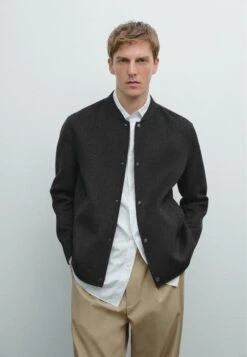 Massimo Dutti DOUBLE-LAYER BOMBER NECK - Summer Jacket - Grey