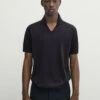 Massimo Dutti Milano Short Sleeve- Polo Shirt - Blue Black Denim