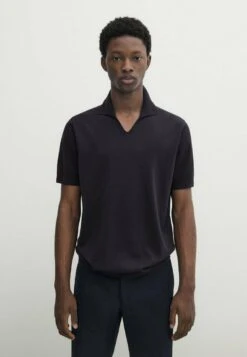 Massimo Dutti Milano Short Sleeve- Polo Shirt - Blue Black Denim