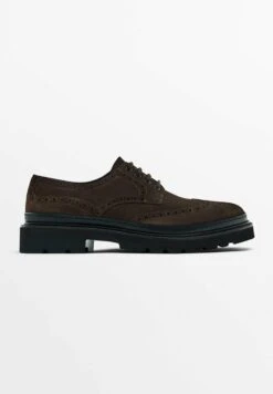 Massimo Dutti Split Brogues - Lace-Ups - Mottled Dark Brown -Massimo Dutti Shop bdf5bb4bbf484c39ae704aabe7b0bdfa