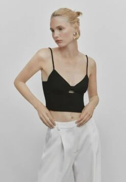 Massimo Dutti Studio - Cut-Out Crop - Top - Black