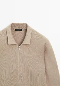 Massimo Dutti ZIP-UP POLO COLLAR - Cardigan - Light Brown -Massimo Dutti Shop be4d133aab2f4a7081dba99e7a154100