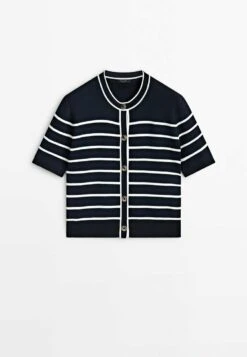 Massimo Dutti Striped Short Sleeve- Cardigan - Dark Blue 21 Massimo Dutti Striped Short Sleeve- Cardigan - Dark Blue -Massimo Dutti Shop be545407ffad4df790dcfc2e6e217ffe